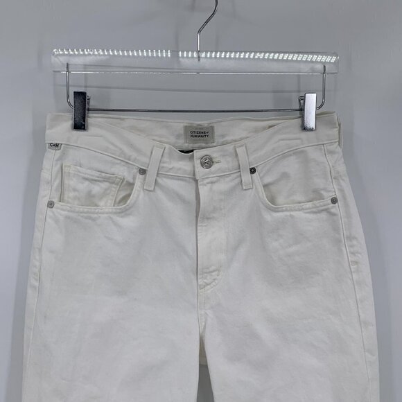 COH Daphne high rise stovepipe cream white straight leg denim jeans women 28 - Picture 4 of 7